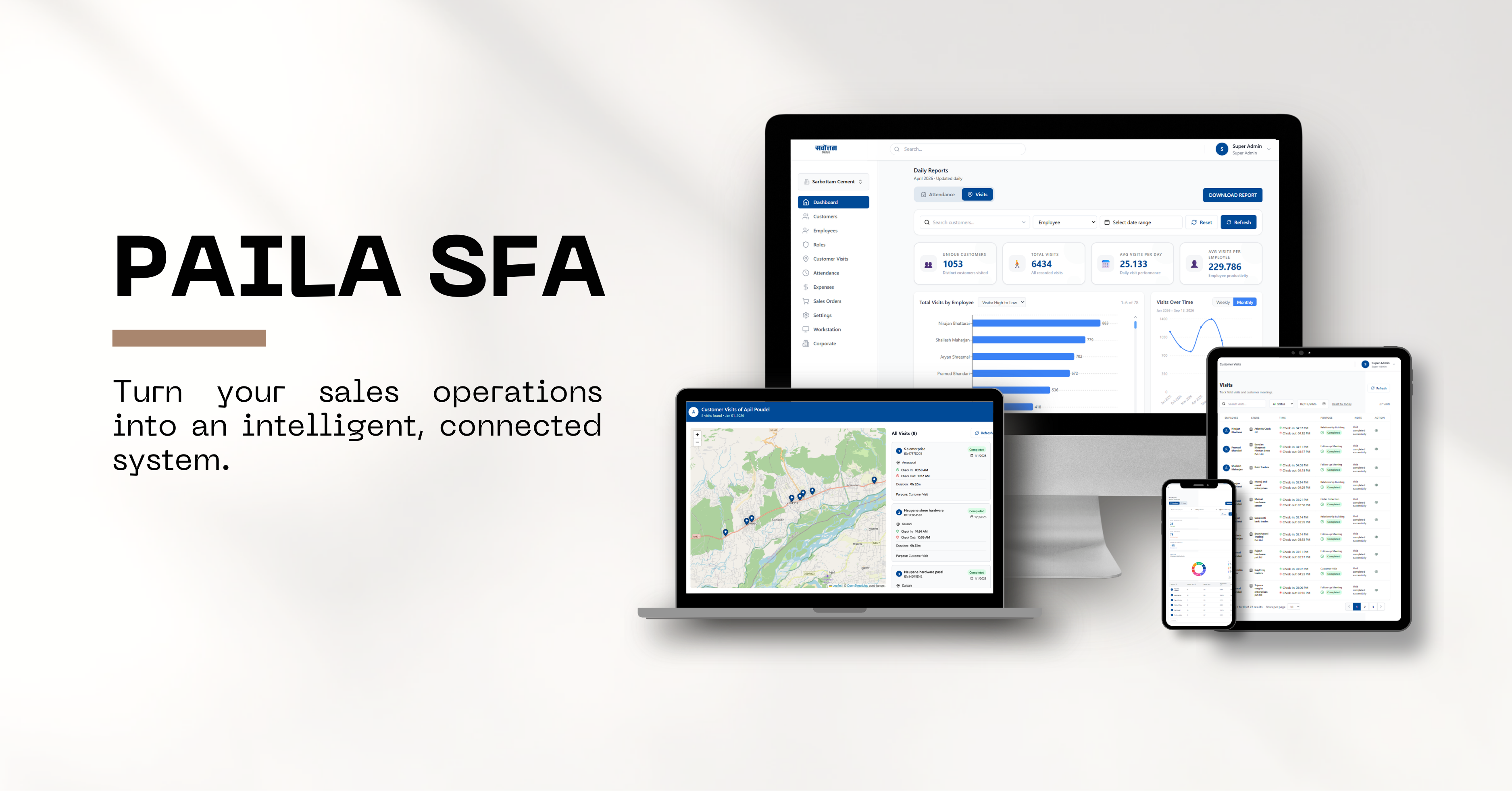Paila SFA Multi-Device Field Mobility & Real-time Platform